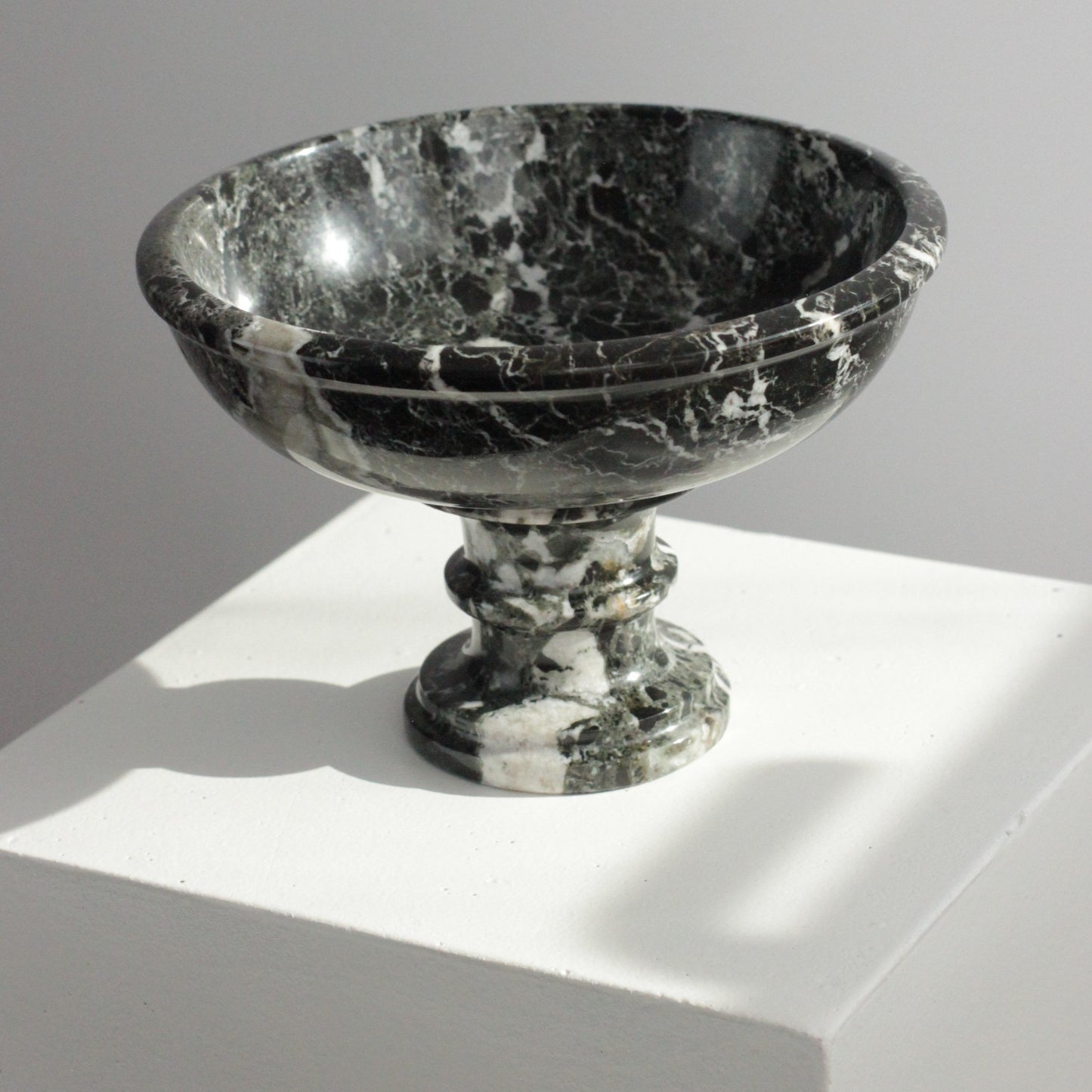 MARBLE PEDESTAL BOWL W/ MATCHING CANDLE-HOLDER SET II