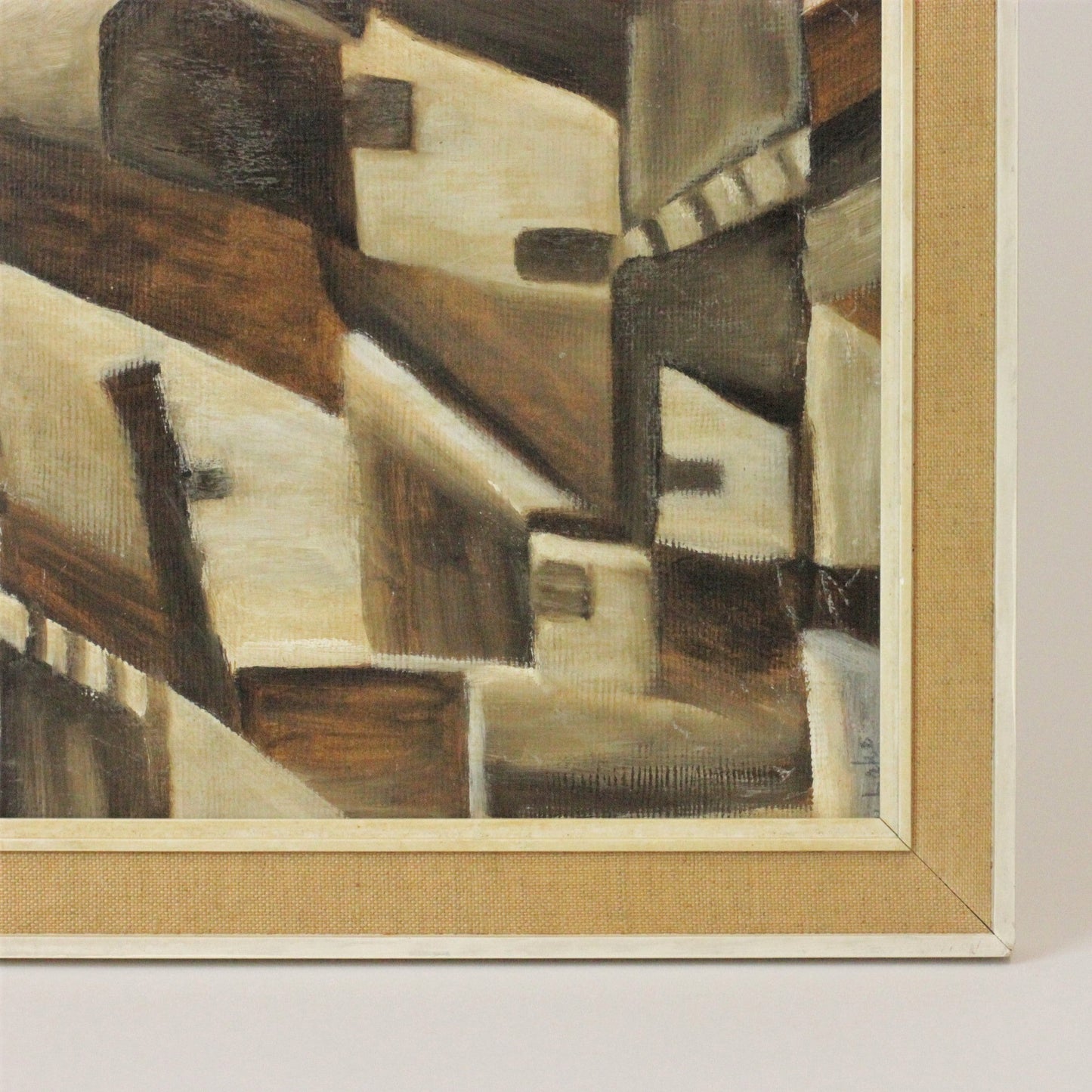 1960s ABSTRACT CUBIST-STYLE OIL PAINTING (SIGNED)