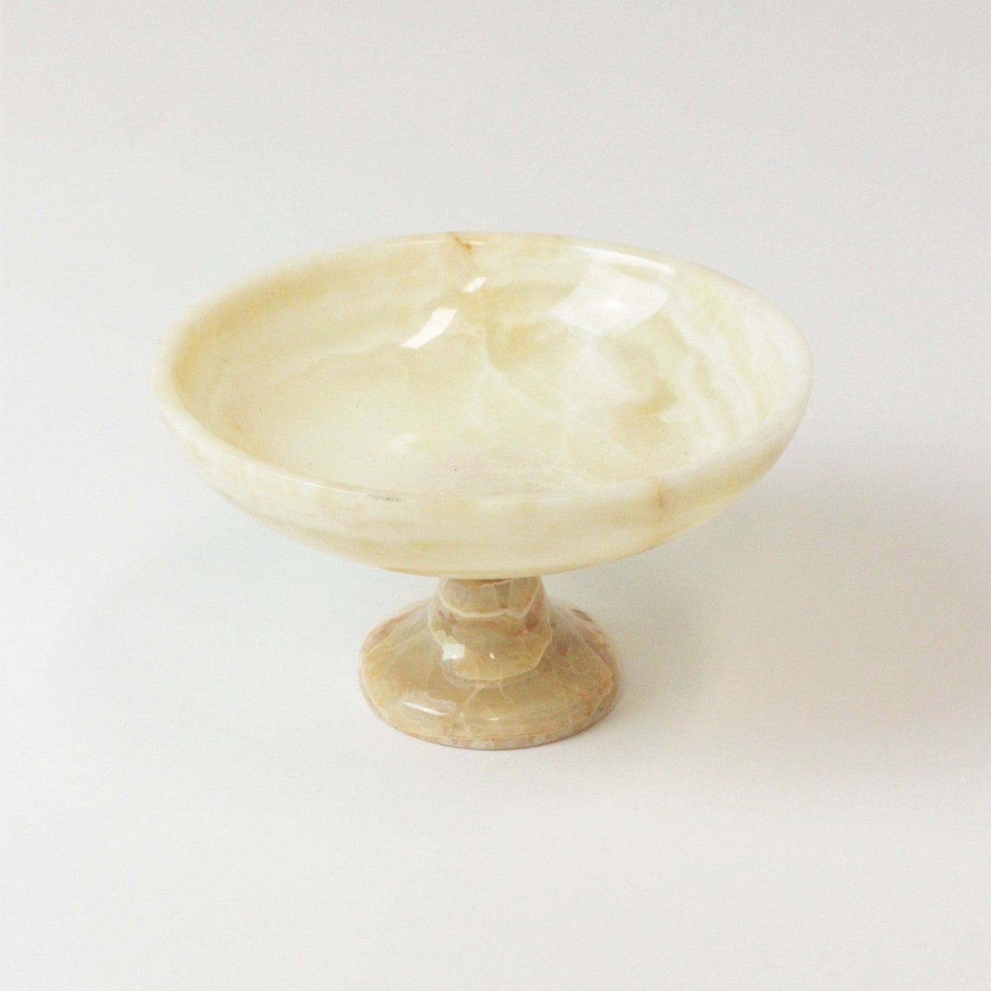 BEIGE ONYX PEDESTAL BOWL
