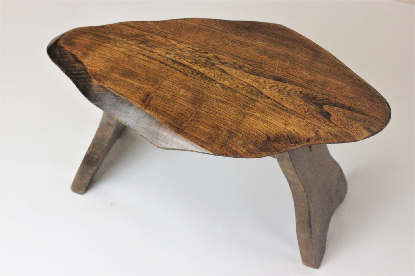 1970s HANDMADE WOODEN SIDE TABLE / STOOL