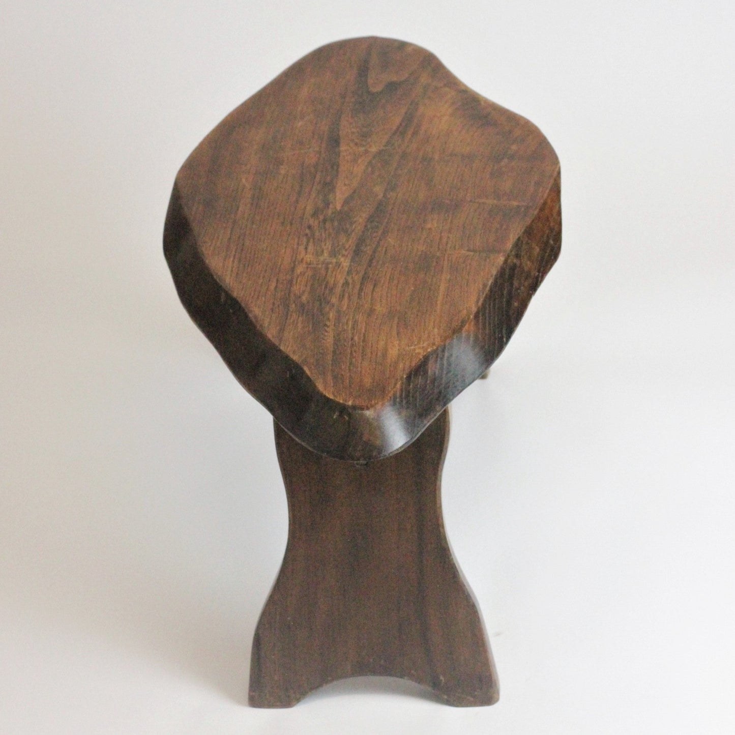 1970s HANDMADE WOODEN SIDE TABLE / STOOL