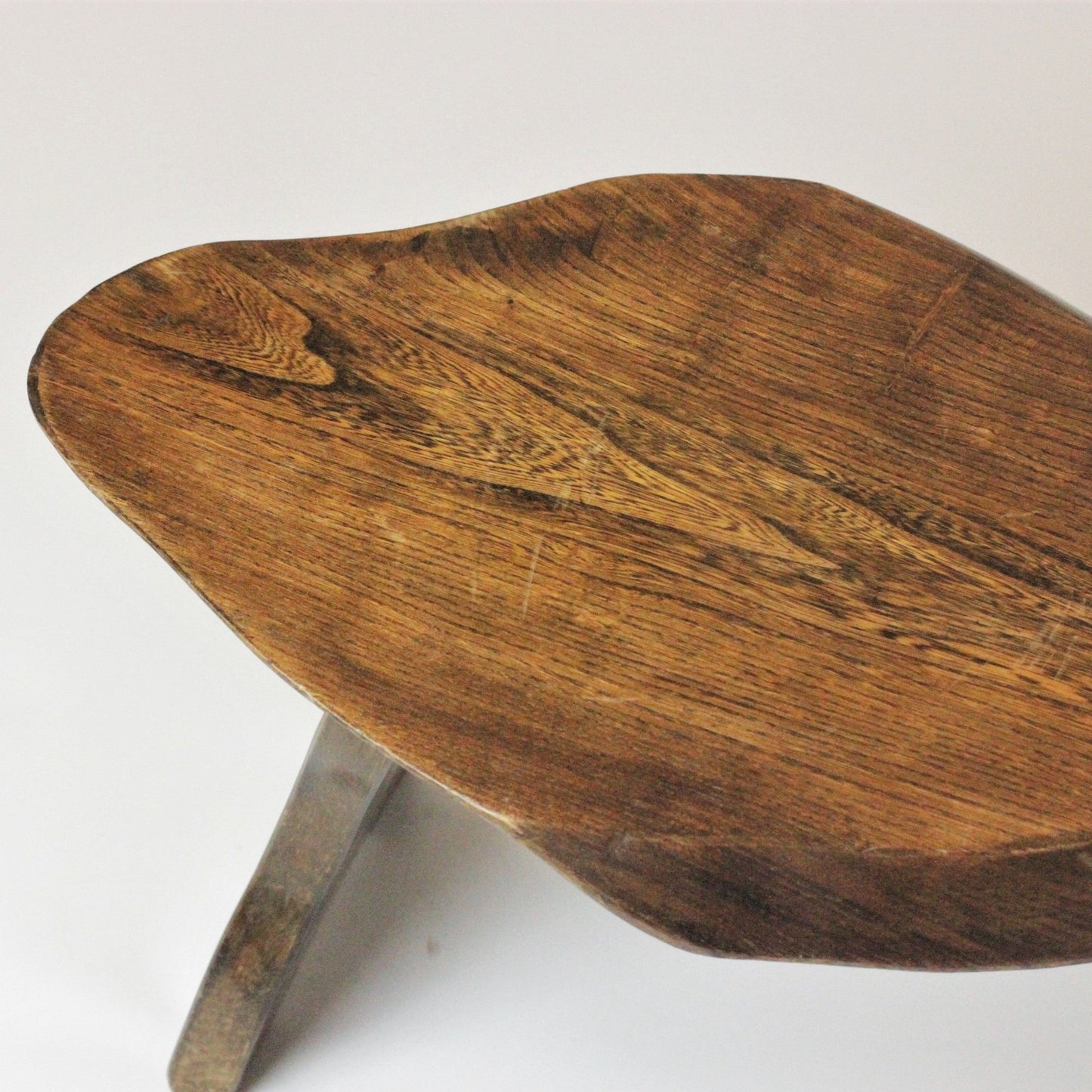 1970s HANDMADE WOODEN SIDE TABLE / STOOL