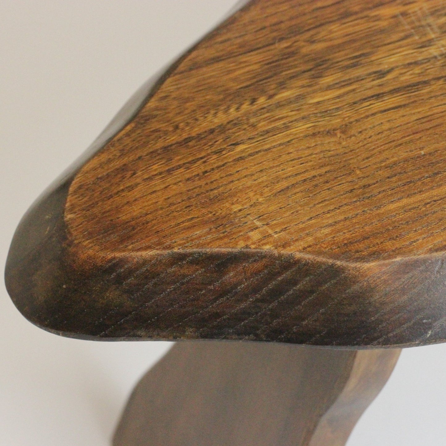 1970s HANDMADE WOODEN SIDE TABLE / STOOL