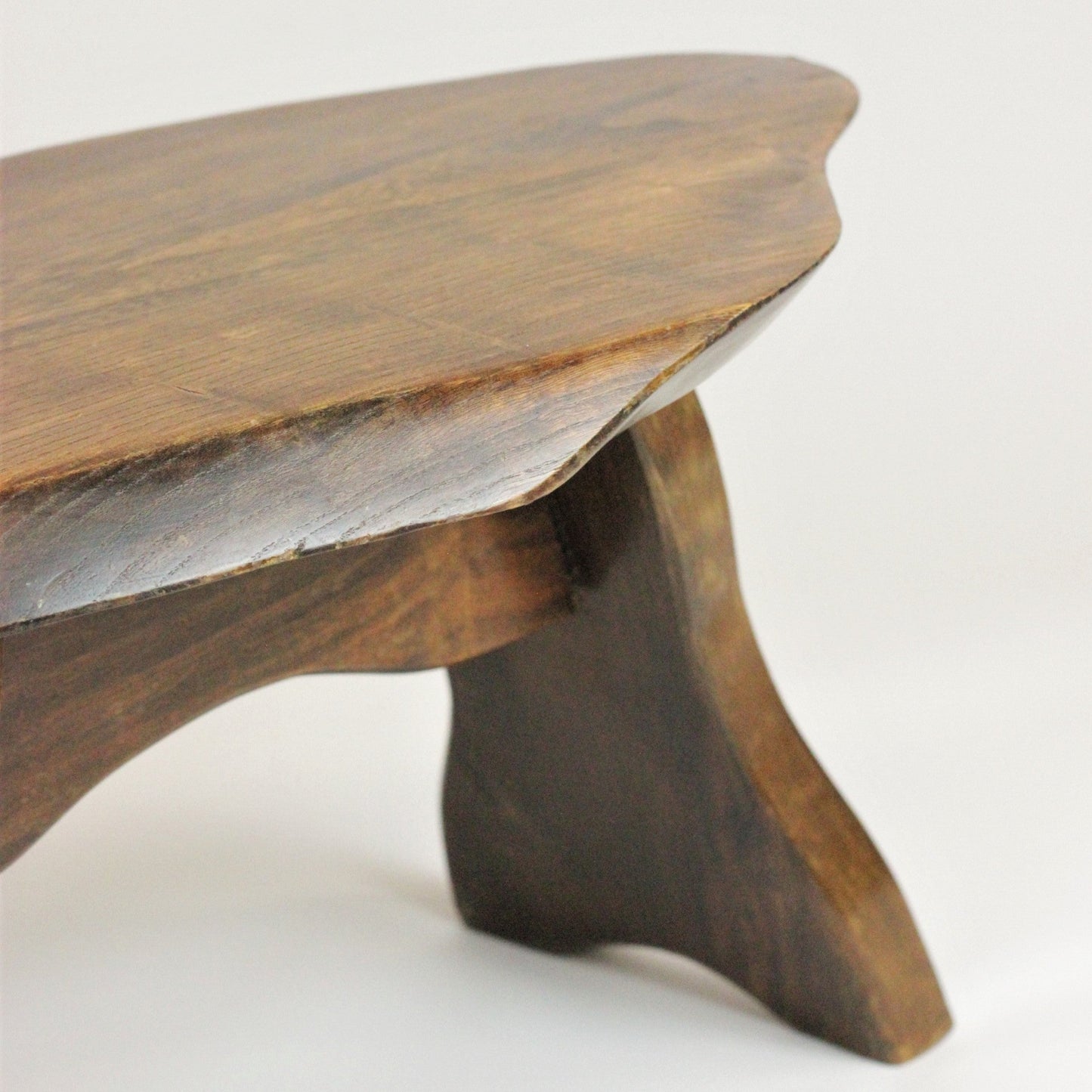 1970s HANDMADE WOODEN SIDE TABLE / STOOL