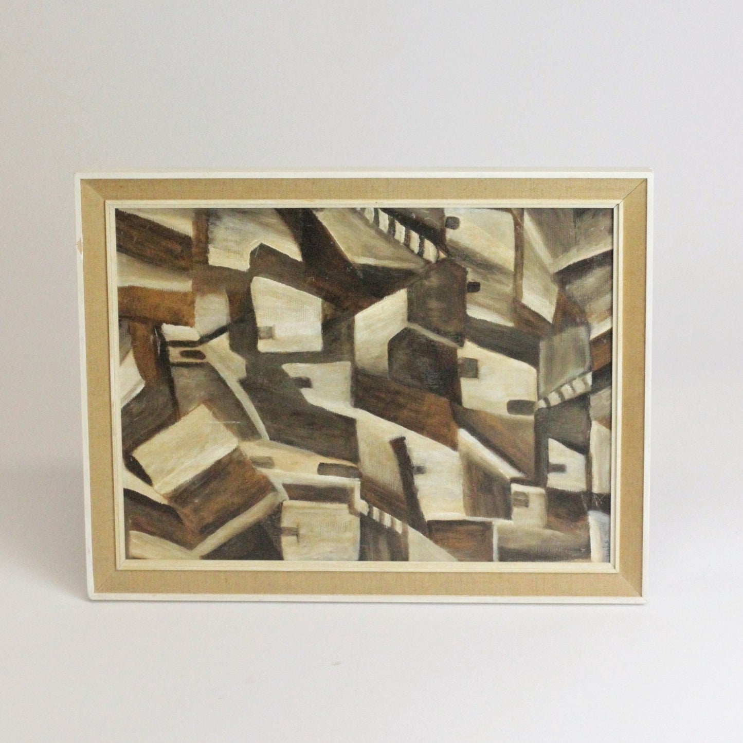 1960s ABSTRACT CUBIST-STYLE OIL PAINTING (SIGNED)