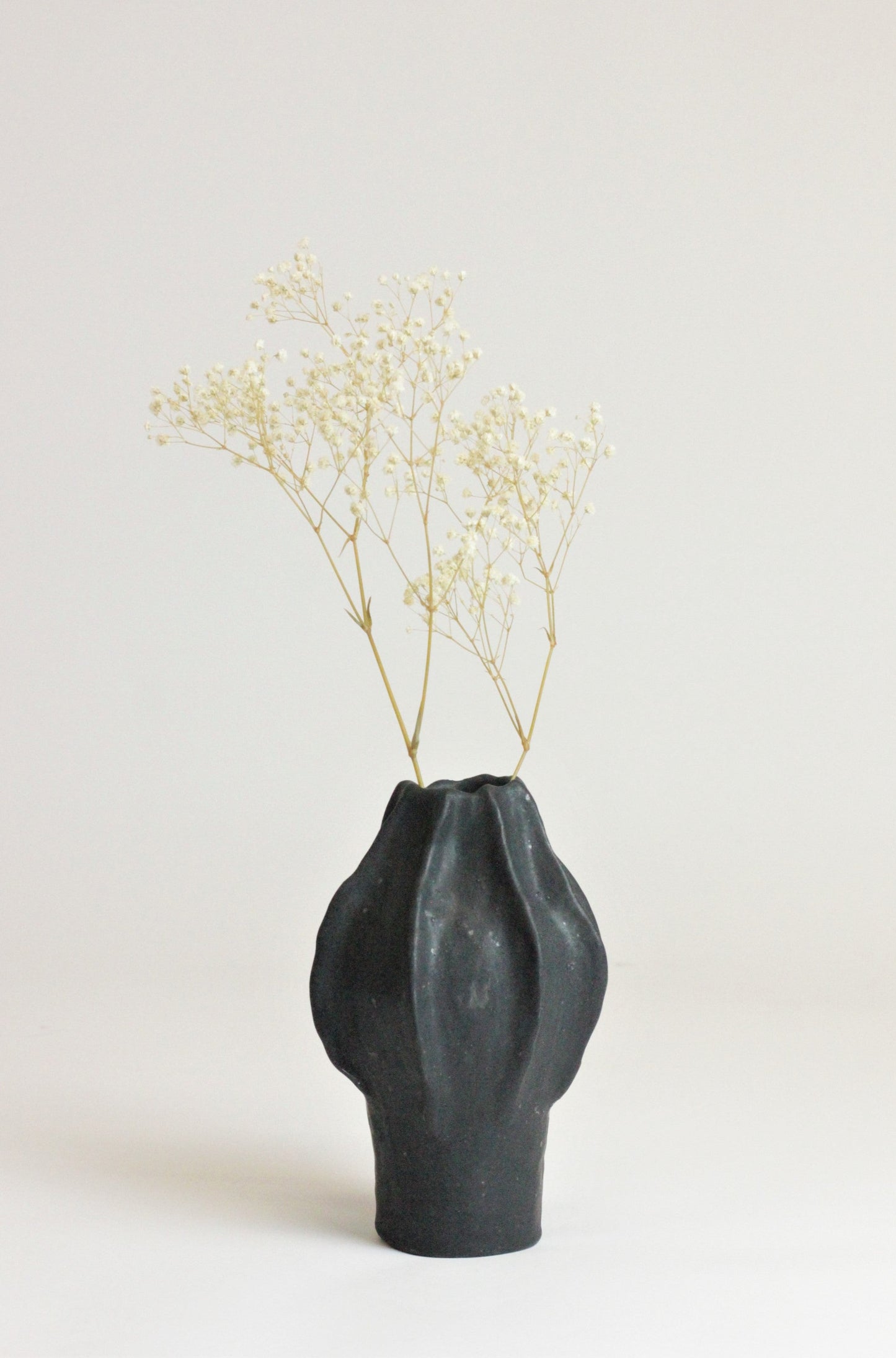 BLACK STONEWARE VASE