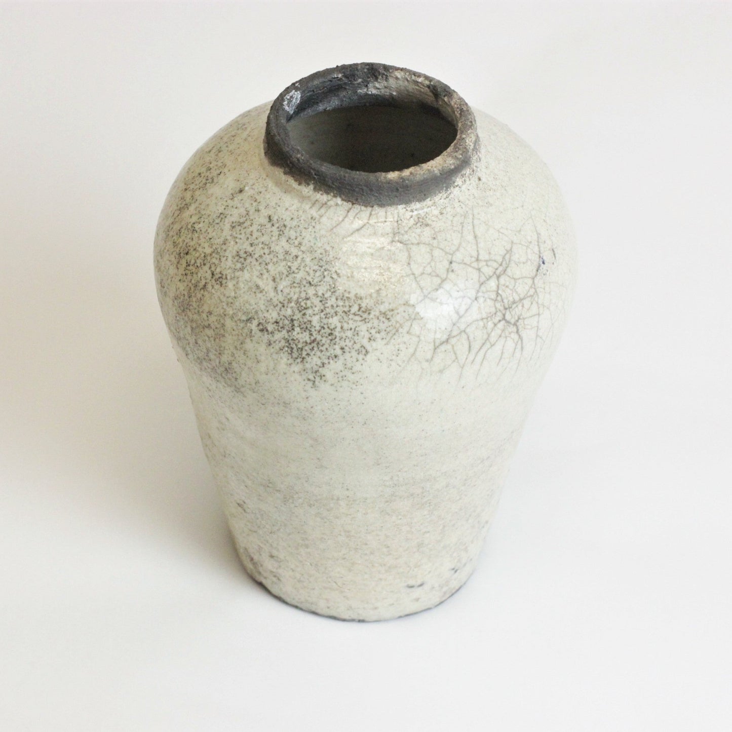HANDMADE CRACKLE-STYLE RAKU VASE