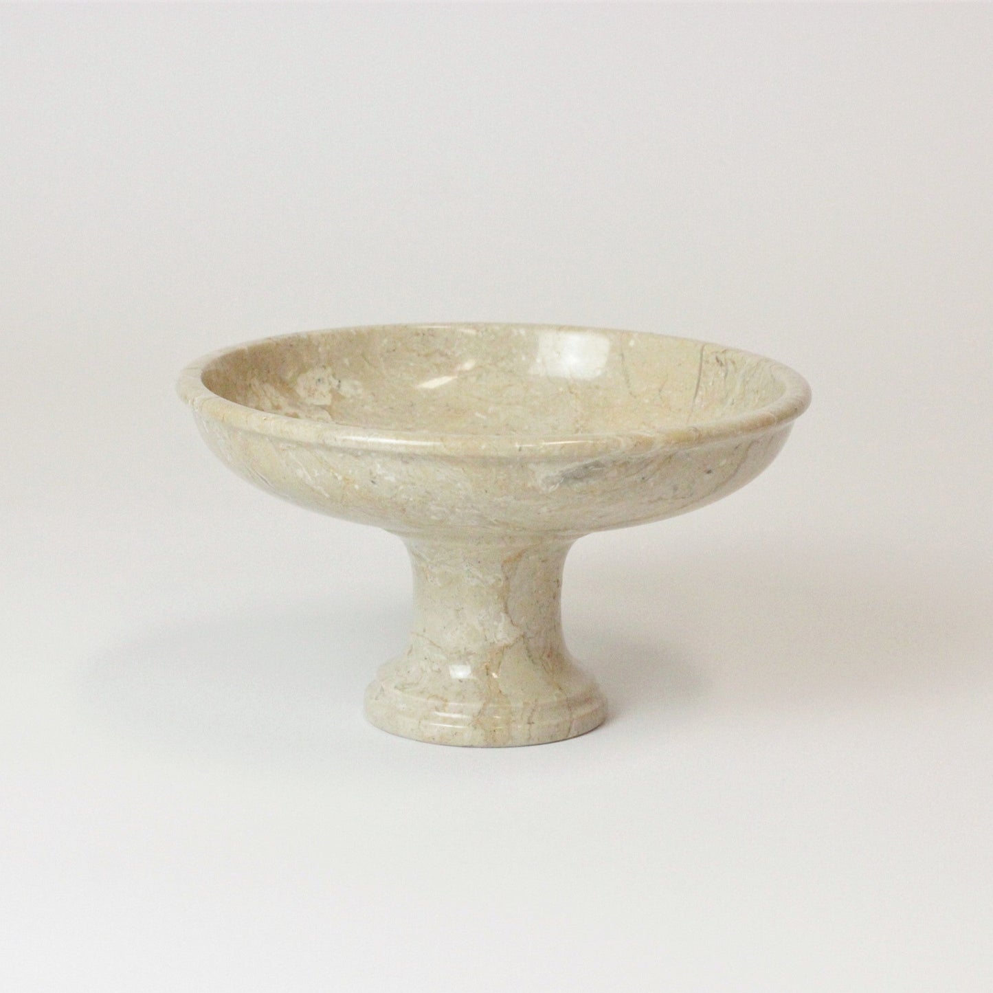 BEIGE MARBLE PEDESTAL BOWL