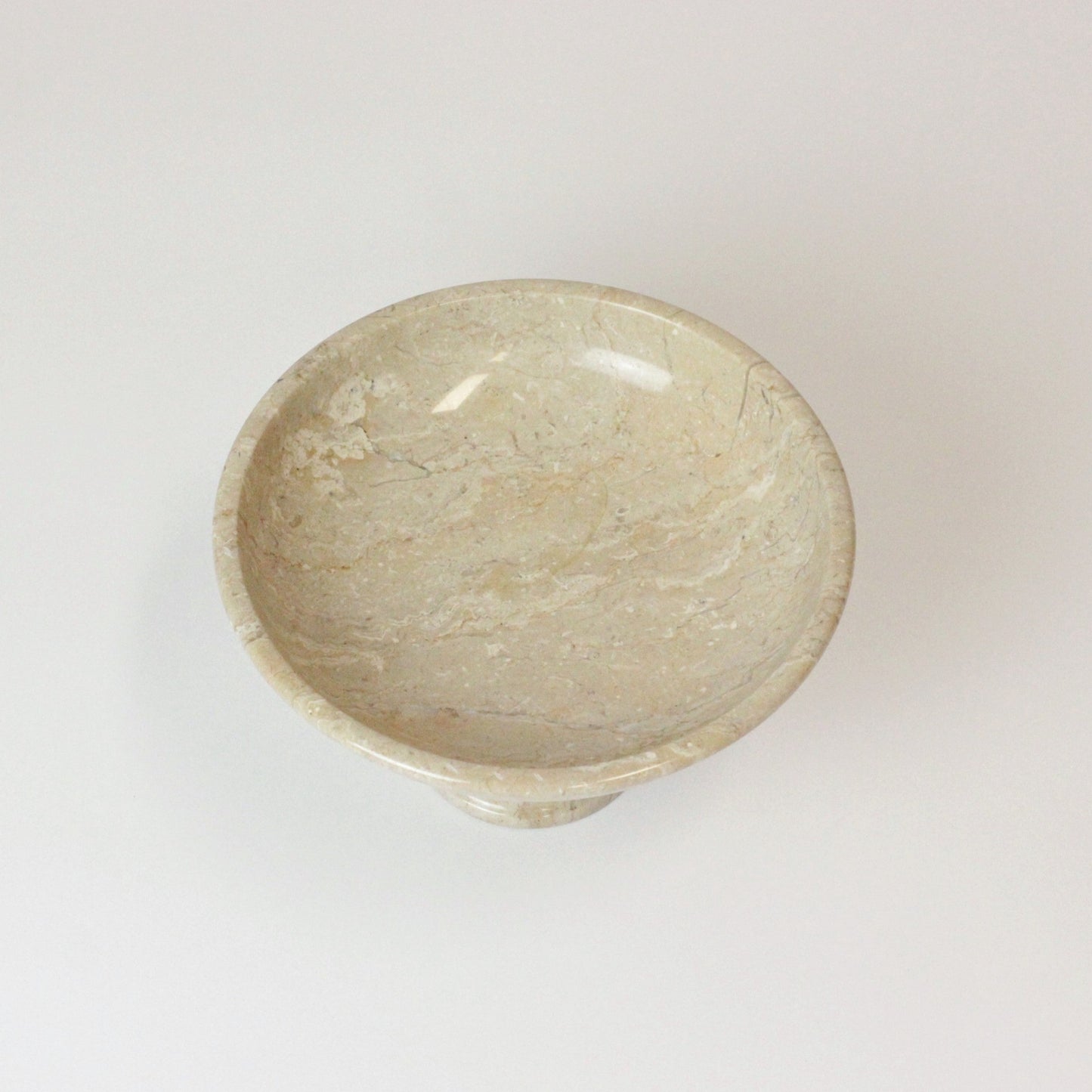 BEIGE MARBLE PEDESTAL BOWL