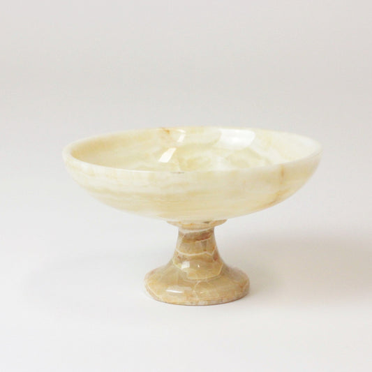 BEIGE ONYX PEDESTAL BOWL