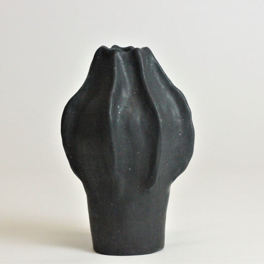 BLACK STONEWARE VASE